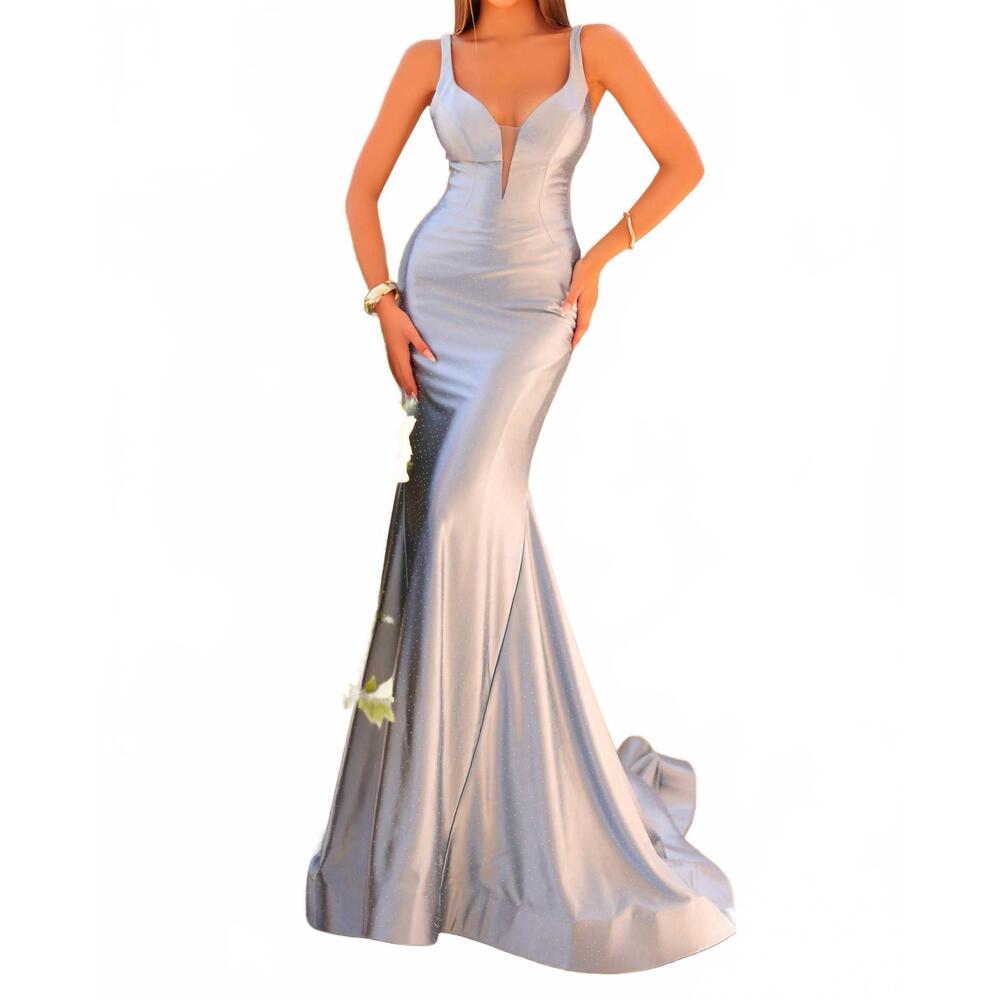 NEW CLARISSE women's formal dress in steel blue
